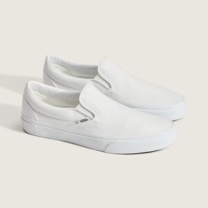 🆕 Vans Men's White Classic Canvas Slip-On Shoes